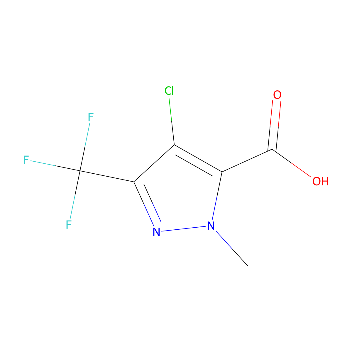 4-chloro-1-methyl-3-(trifluoromethyl)-1H-pyrazole-5-carboxylic acid molecular structure, CAS 128694-71-3