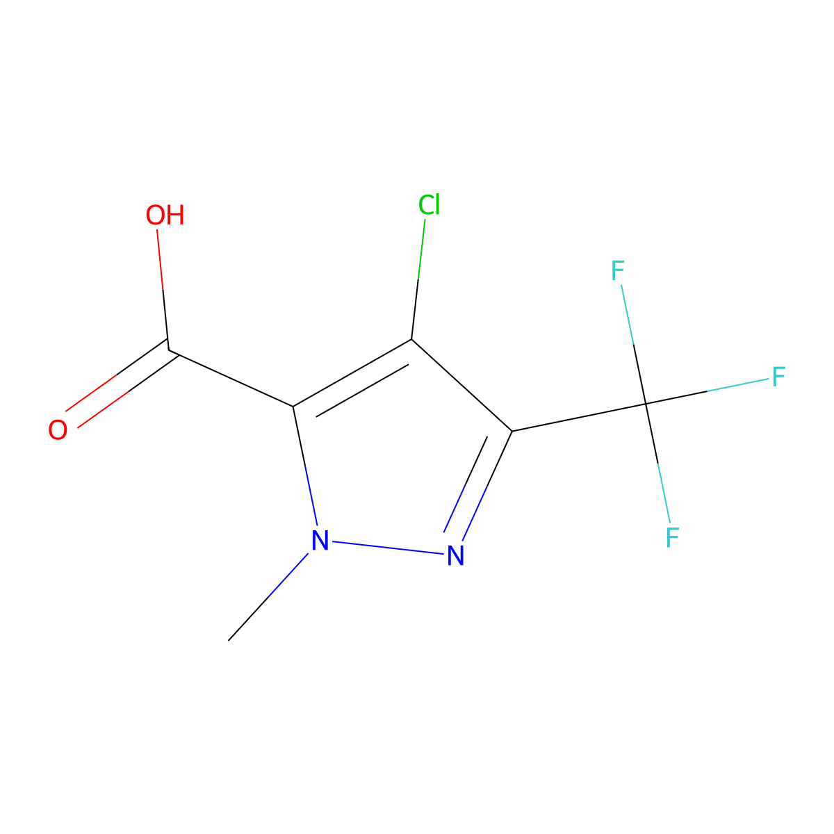 4-chloro-1-methyl-3-(trifluoromethyl)-1H-pyrazole-5-carboxylic acid molecular structure, CAS 128694-71-3