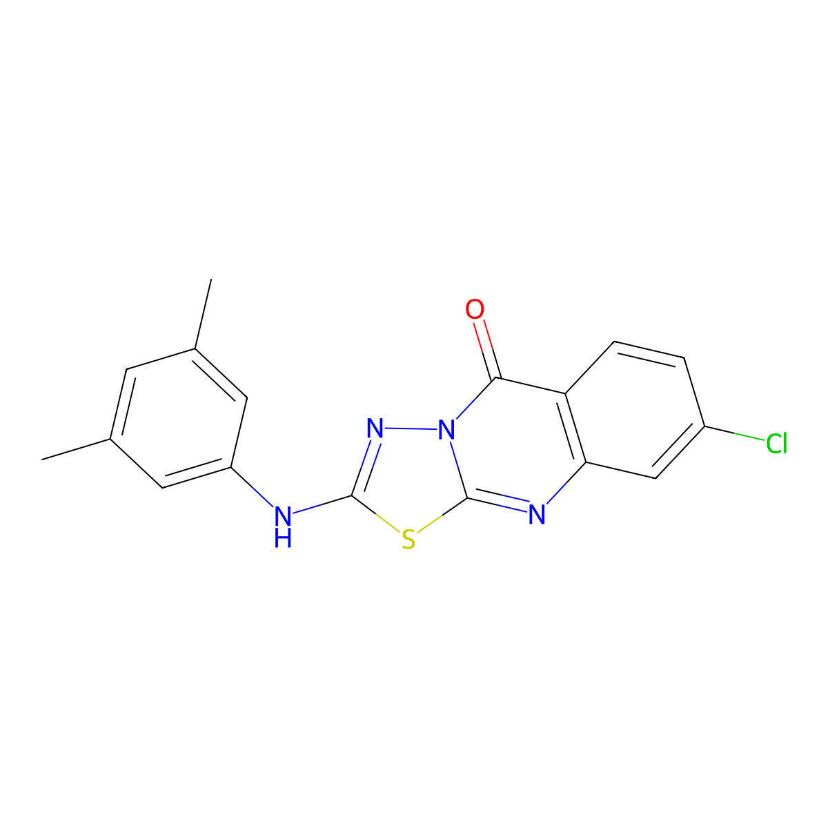 8-chloro-2-[(3,5-dimethylphenyl)amino]-5H-[1,3,4]thiadiazolo[2,3-b]quinazolin-5-one molecular structure, CAS 1286942-51-5