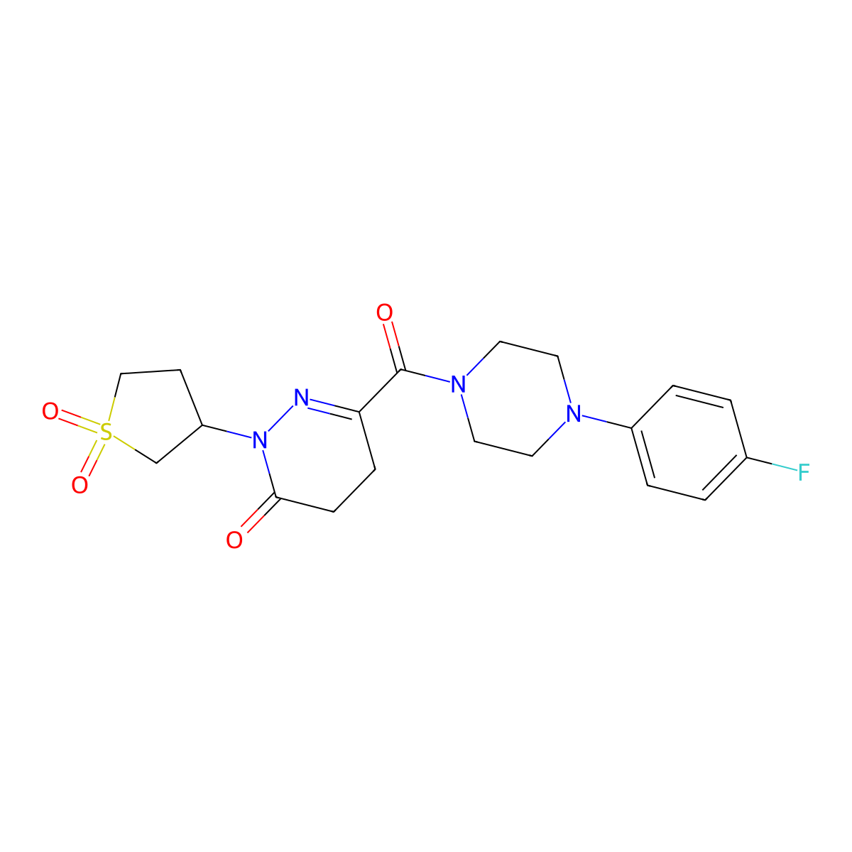 2-(1,1-dioxidotetrahydrothiophen-3-yl)-6-{[4-(4-fluorophenyl)piperazin-1-yl]carbonyl}-4,5-dihydropyridazin-3(2H)-one molecular structure, CAS 1287006-01-2