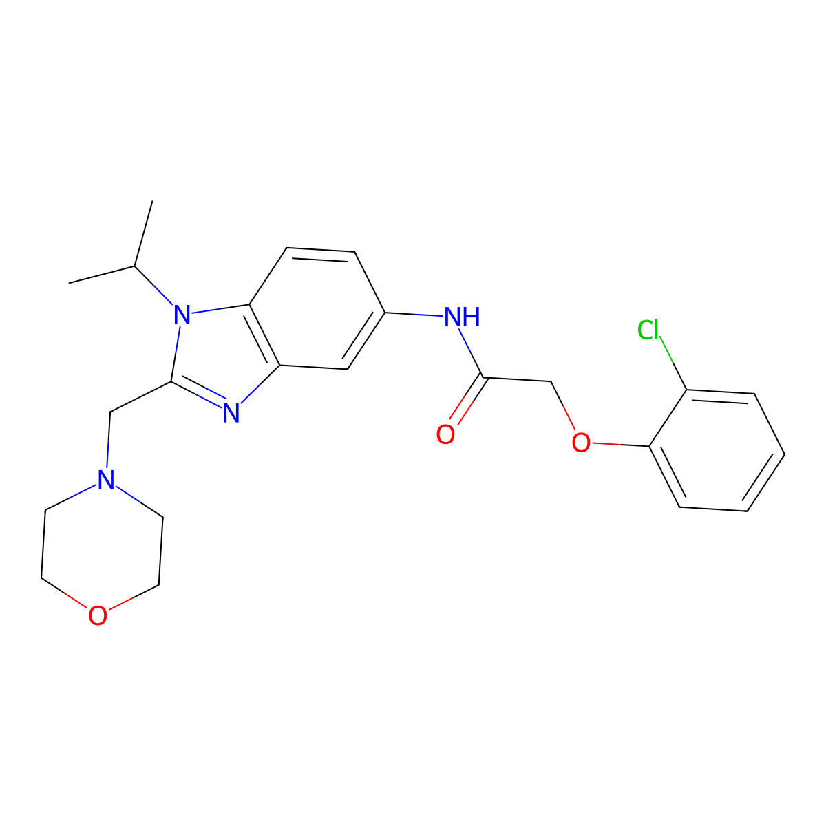 2-(2-chlorophenoxy)-N-[2-(morpholin-4-ylmethyl)-1-(propan-2-yl)-1H-benzimidazol-5-yl]acetamide molecular structure, CAS 1287064-67-8