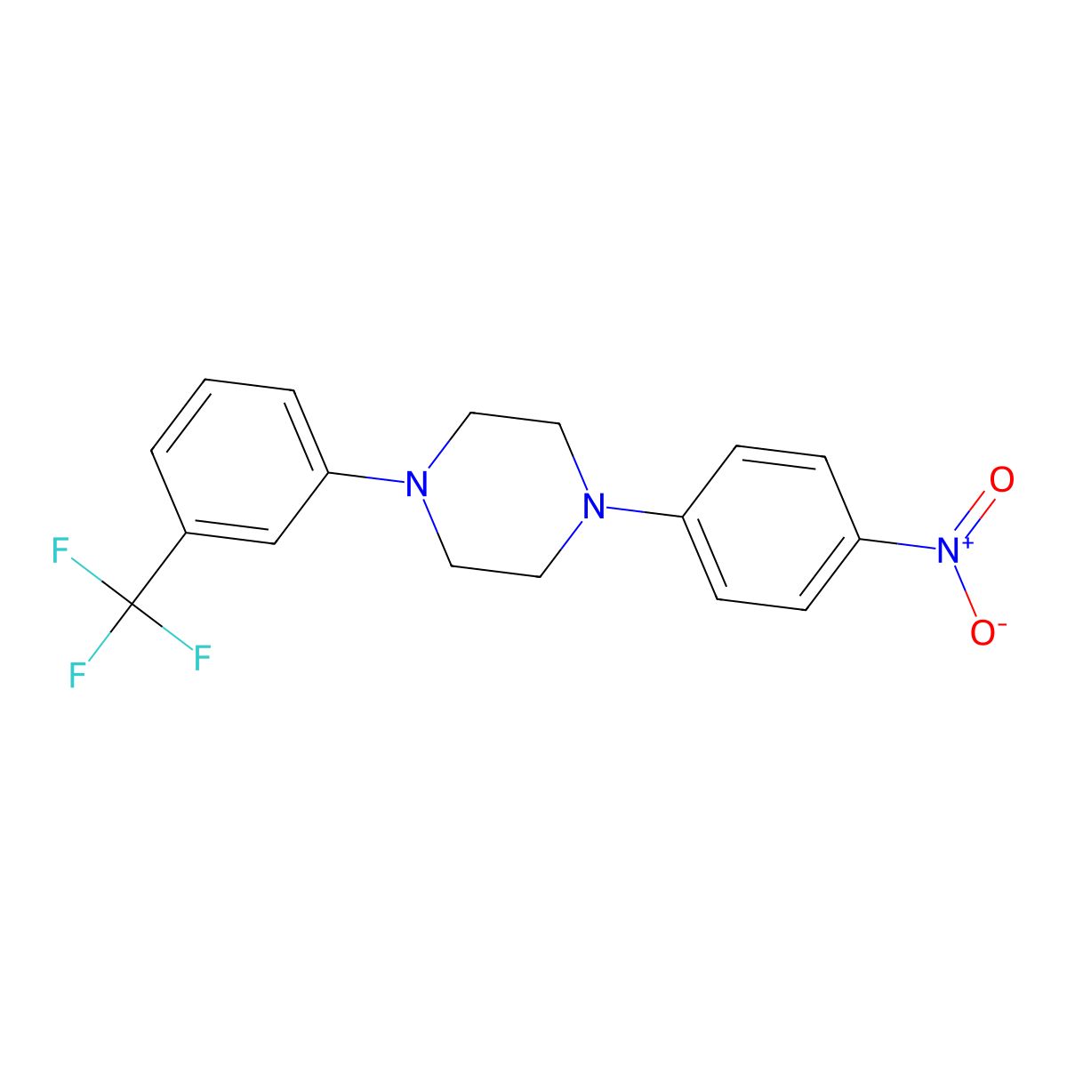 1-(4-Nitrophenyl)-4-[3-(trifluoromethyl)phenyl]piperazine molecular structure, CAS 1287096-67-6