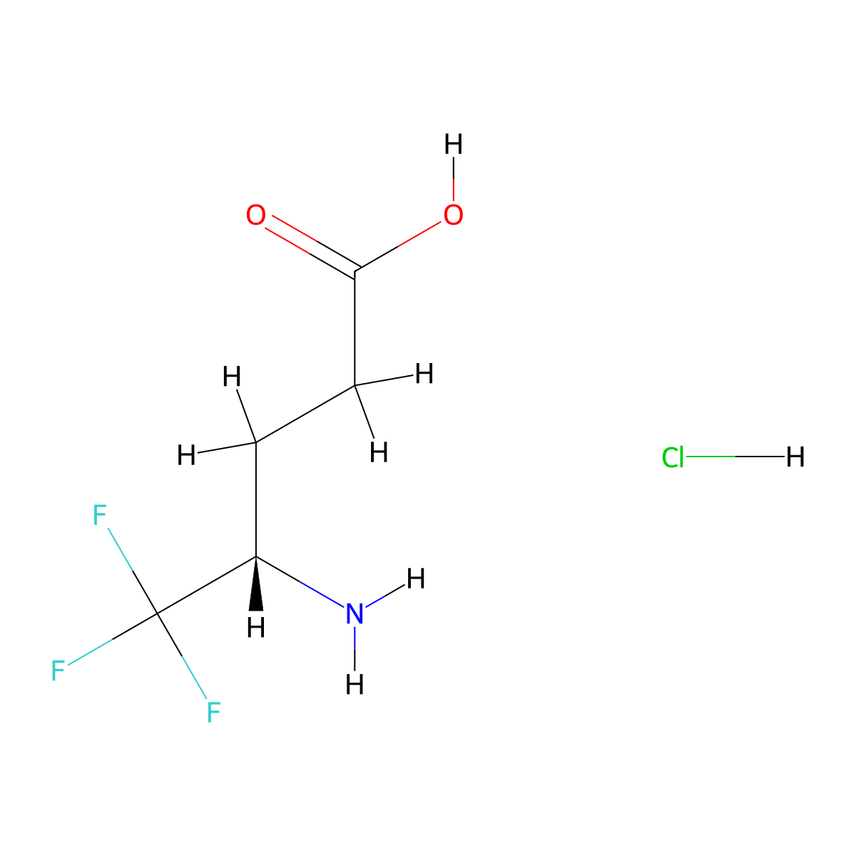 (S)-4-Amino-5,5,5-trifluoropentanoic acid hydrochloride molecular structure, CAS 1287211-11-3