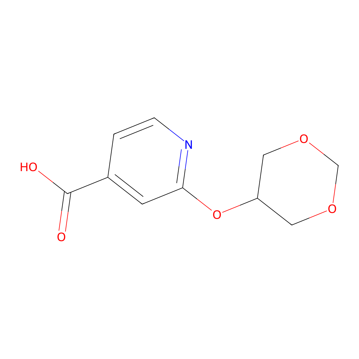 2-(1,3-Dioxan-5-yloxy)isonicotinic acid molecular structure, CAS 1287217-28-0