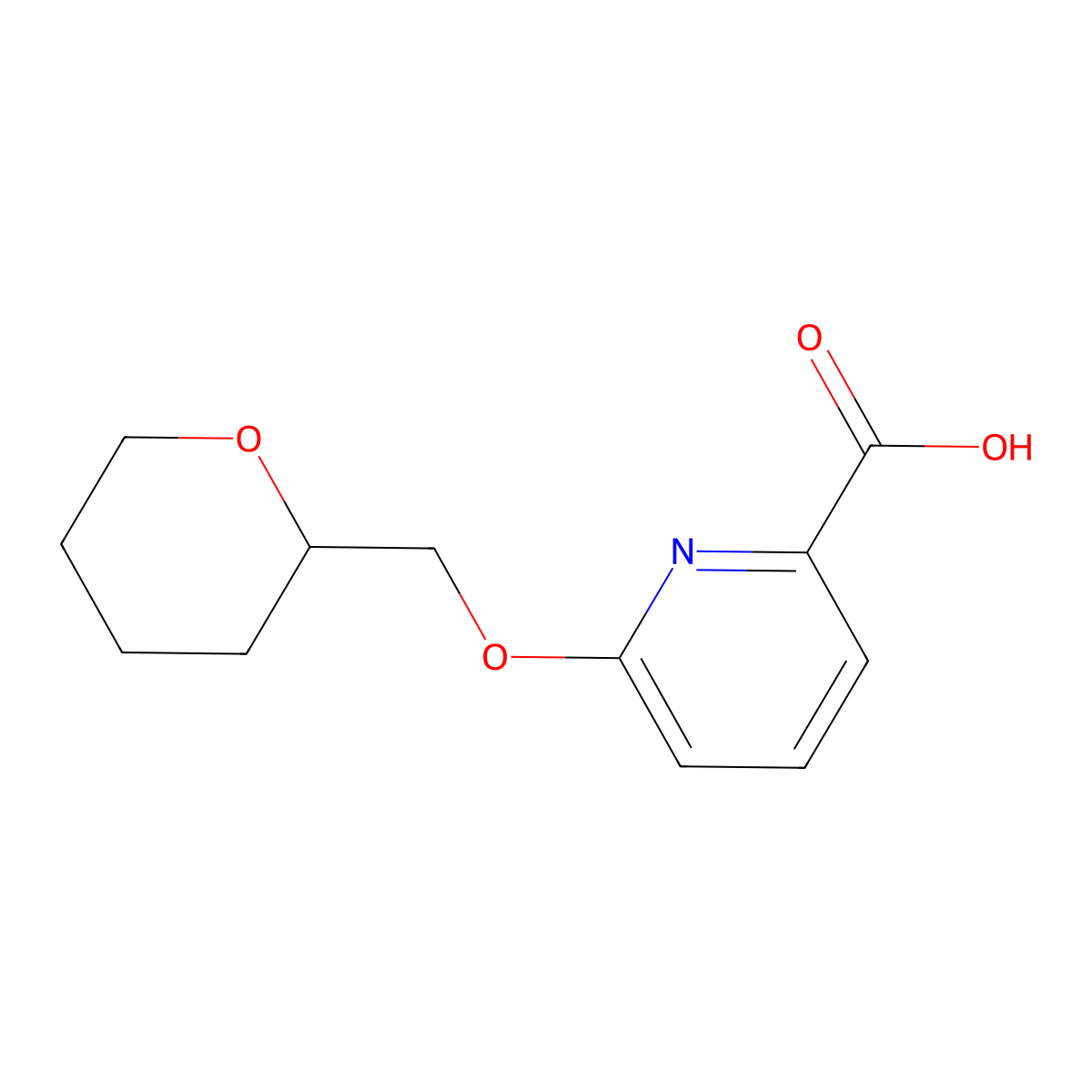 6-(Tetrahydro-2H-pyran-2-ylmethoxy)-pyridine-2-carboxylic acid molecular structure, CAS 1287217-35-9