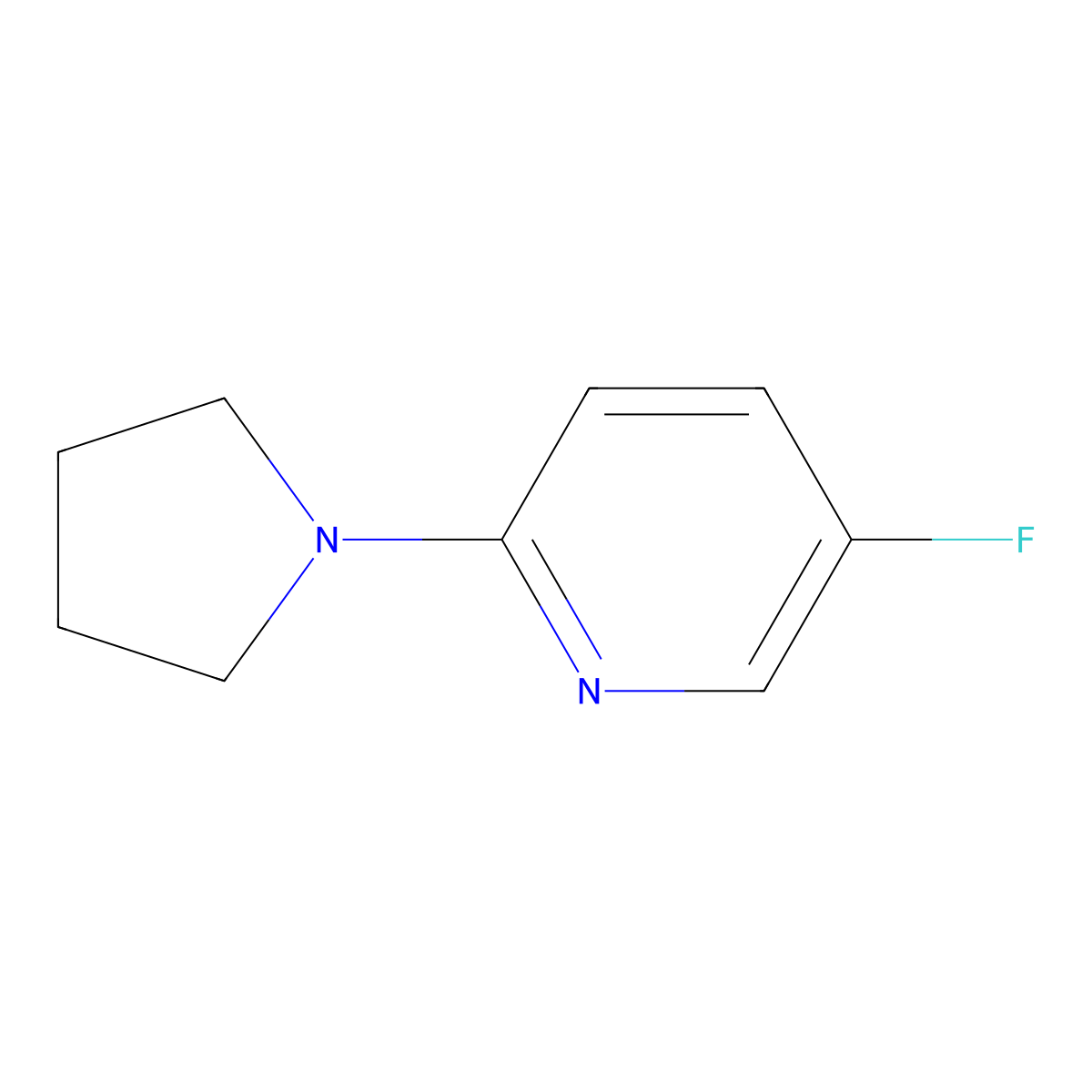 5-Fluoro-2-(pyrrolidin-1-yl)pyridine molecular structure, CAS 1287217-79-1