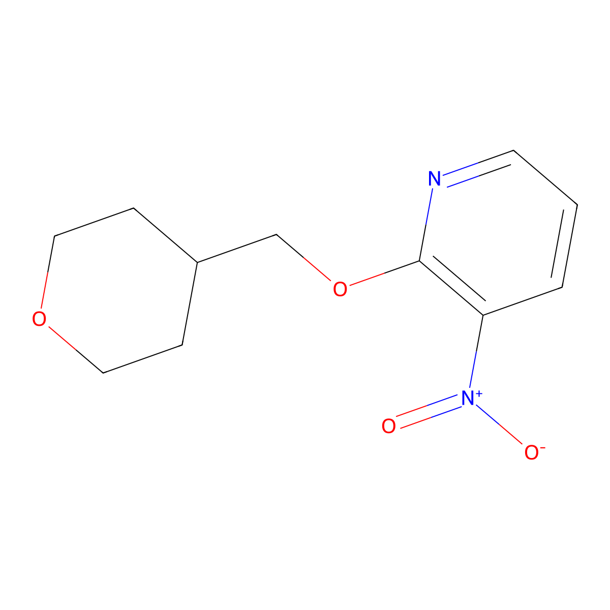 3-Nitro-2-(tetrahydro-2H-pyran-4-ylmethoxy)pyridine molecular structure, CAS 1287218-02-3