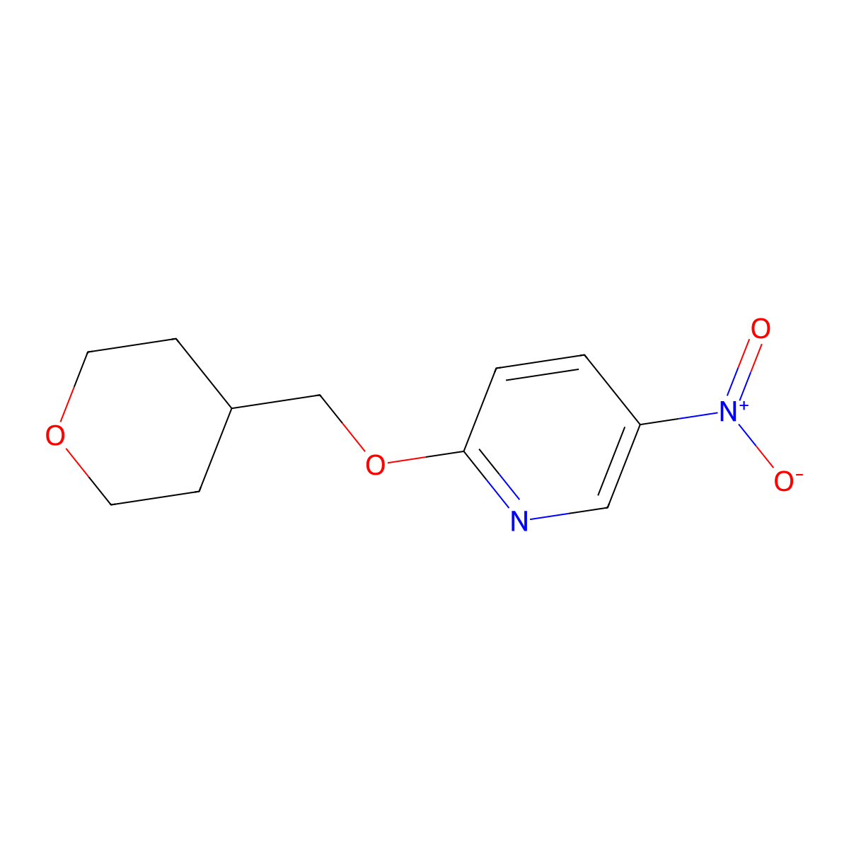 5-Nitro-2-(tetrahydro-2H-pyran-4-ylmethoxy)pyridine molecular structure, CAS 1287218-29-4