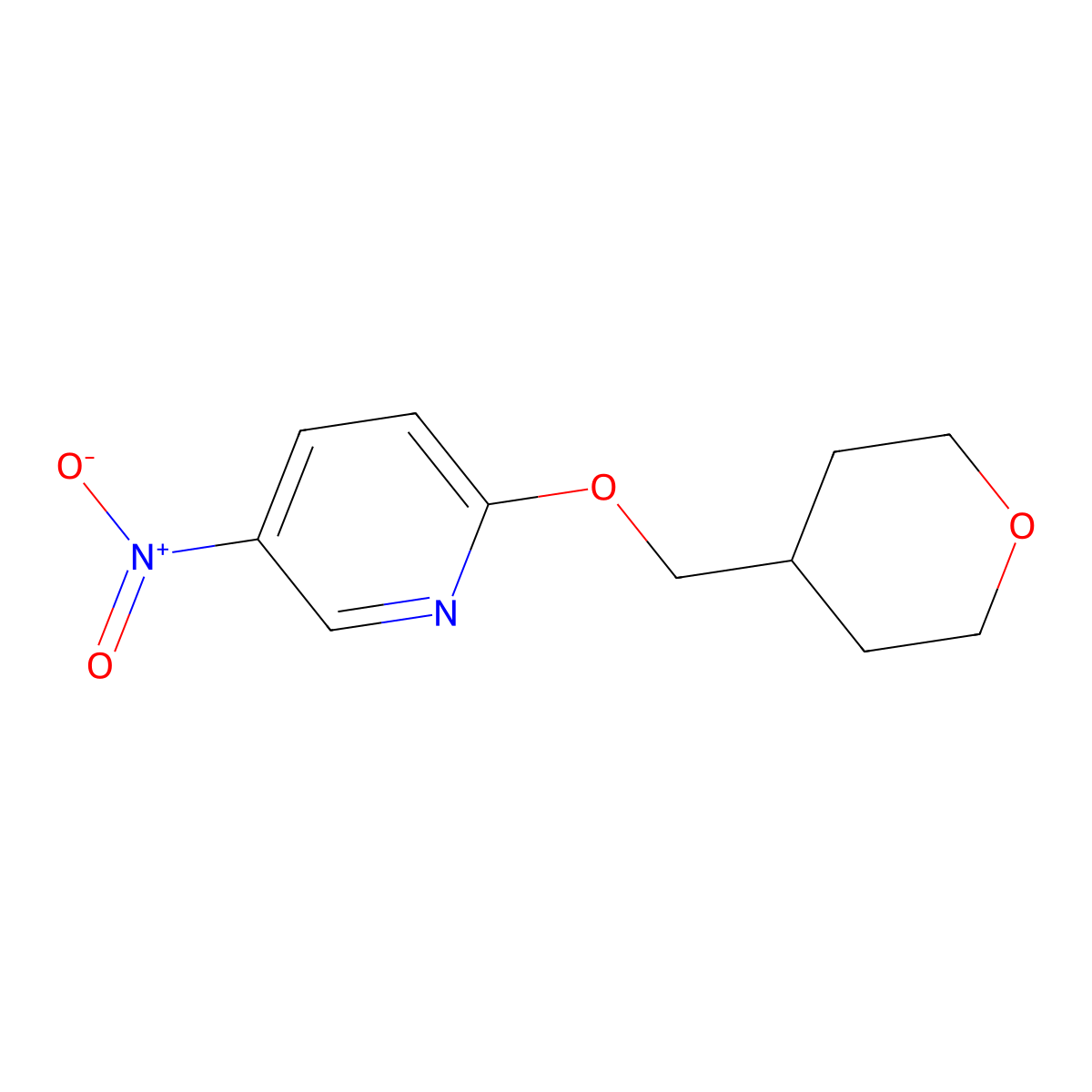 5-Nitro-2-(tetrahydro-2H-pyran-4-ylmethoxy)pyridine molecular structure, CAS 1287218-29-4