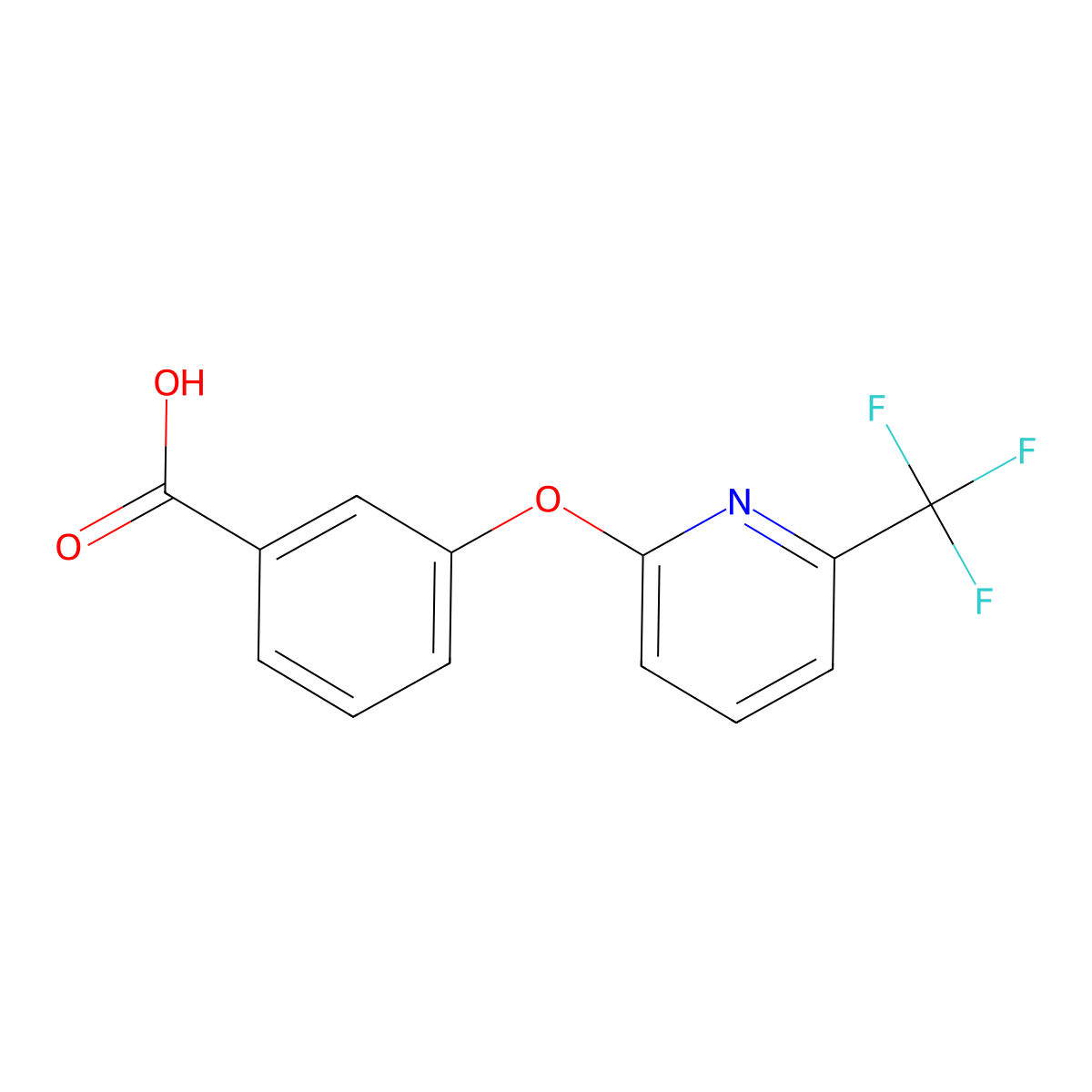 3-{[6-(Trifluoromethyl)pyridin-2-yl]oxy}benzoic acid molecular structure, CAS 1287218-58-9