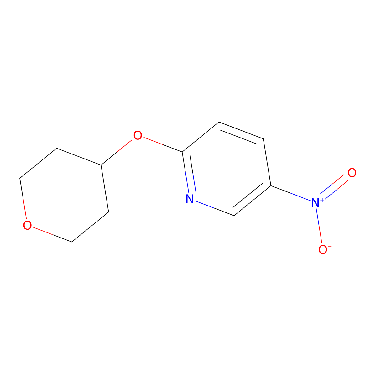 5-Nitro-2-(tetrahydro-2H-pyran-4-yloxy)pyridine molecular structure, CAS 1287218-75-0