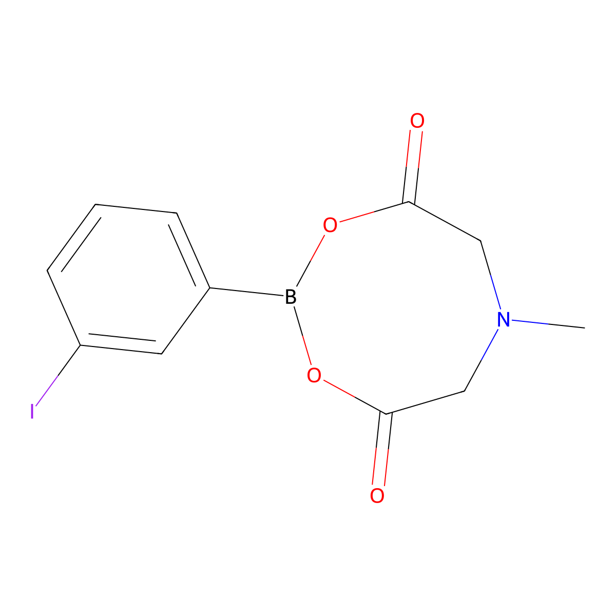 2-(3-Iodophenyl)-6-methyl-1,3,6,2-dioxazaborocane-4,8-dione molecular structure, CAS 1287221-37-7
