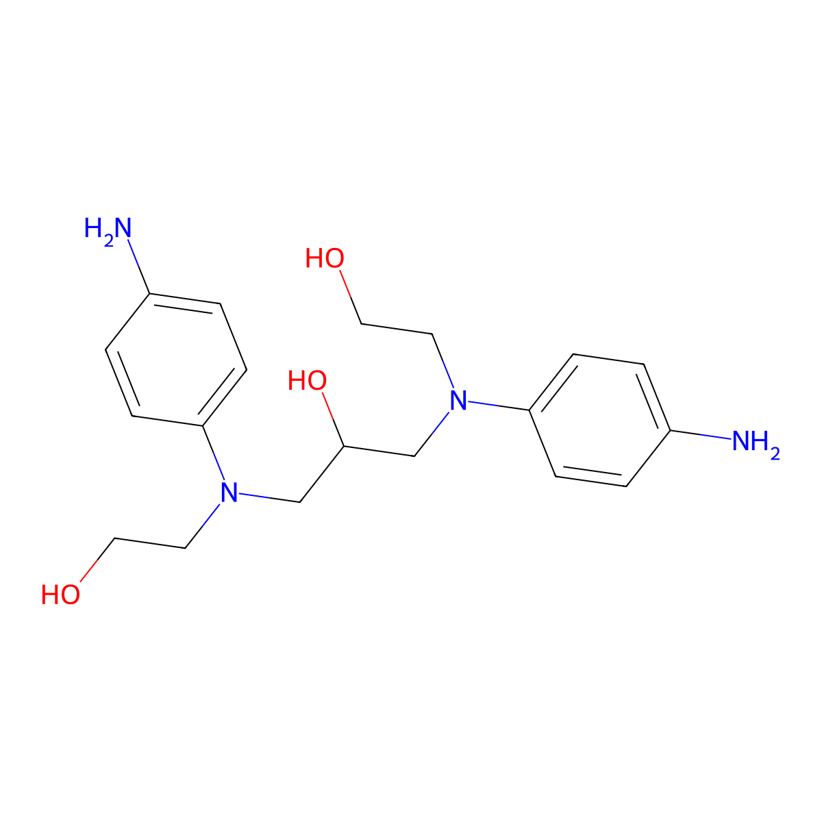 1,3-Bis((4-aminophenyl)-(2-hydroxyethyl)-amino)-propan-2-ol molecular structure, CAS 128729-30-6