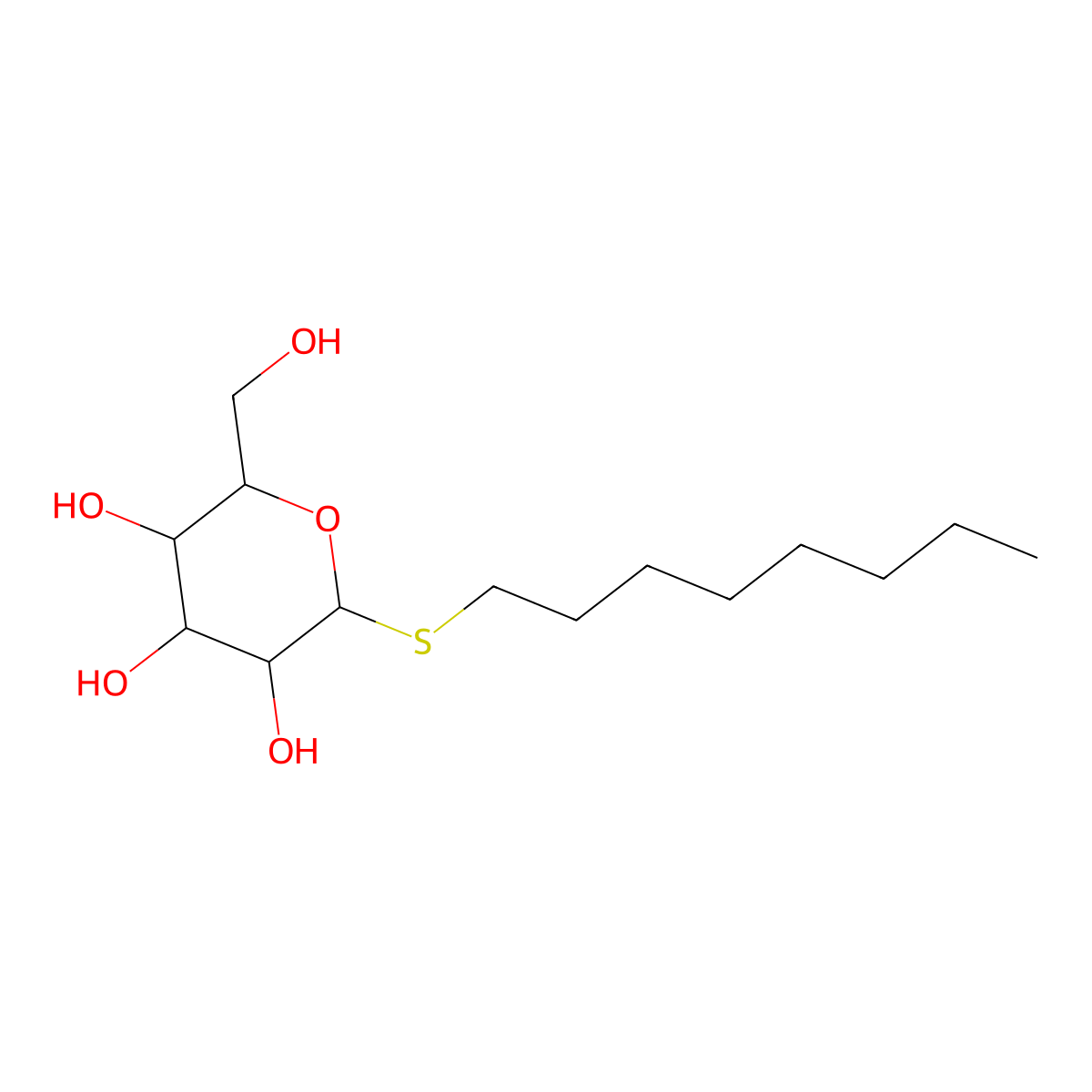 (2R,3S,4S,5R,6R)-2-(hydroxymethyl)-6-octylsulfanyloxane-3,4,5-triol molecular structure, CAS 128731-75-9