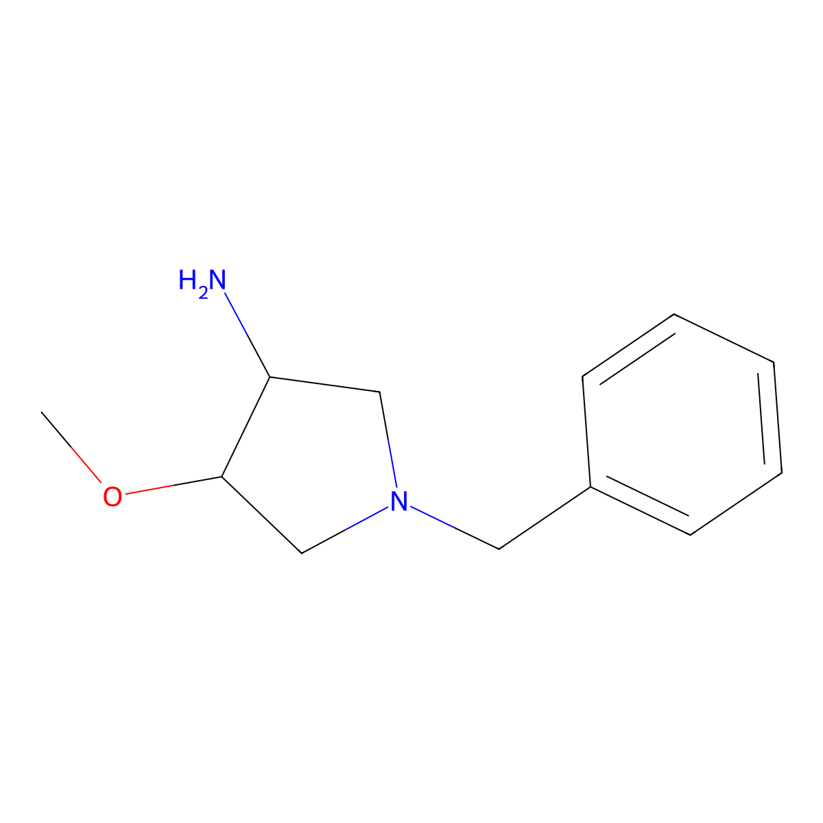 rel-(3R,4R)-1-Benzyl-4-methoxypyrrolidin-3-amine molecular structure, CAS 128739-90-2