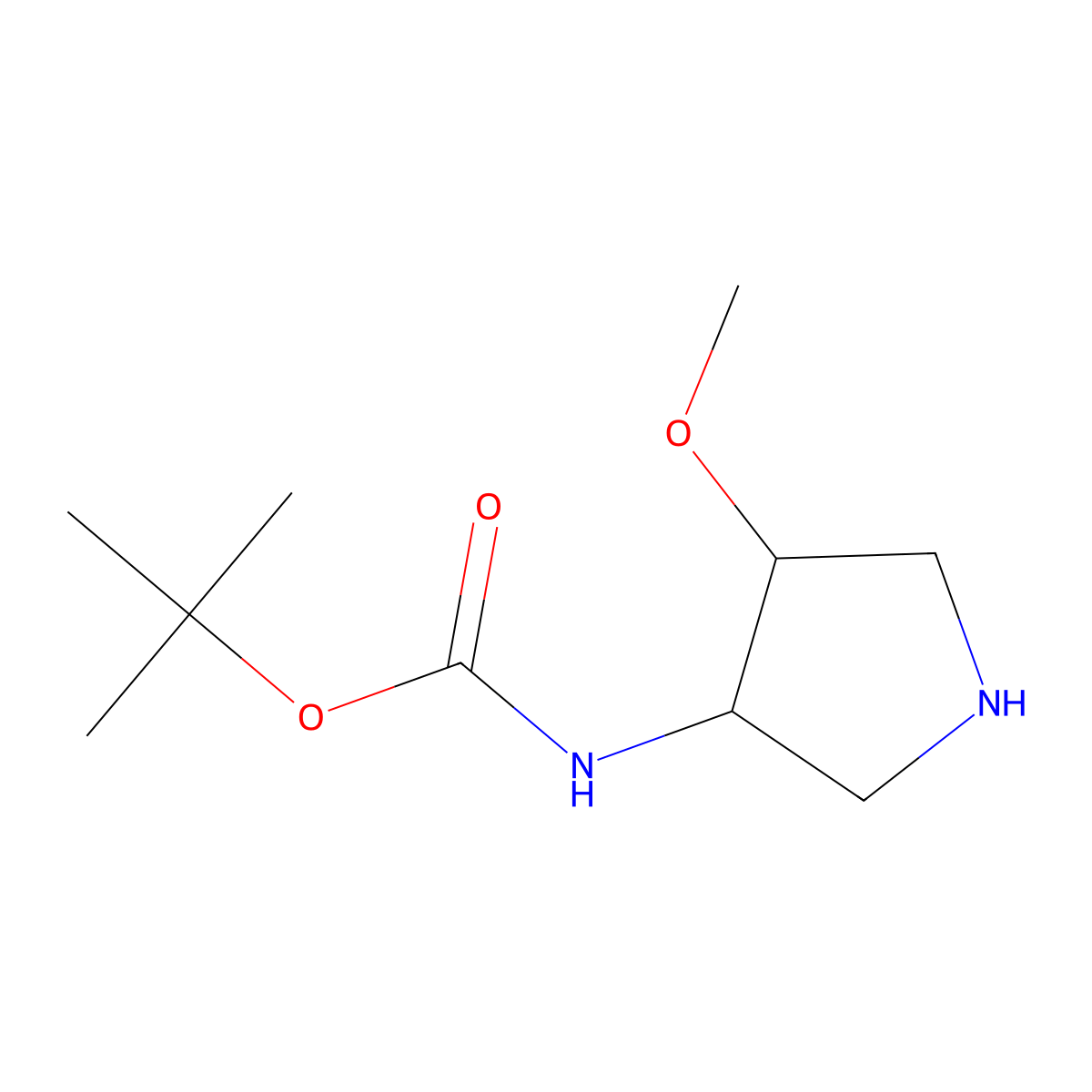 rac-tert-butyl N-[(3R,4R)-4-methoxypyrrolidin-3-yl]carbamate molecular structure, CAS 128739-92-4