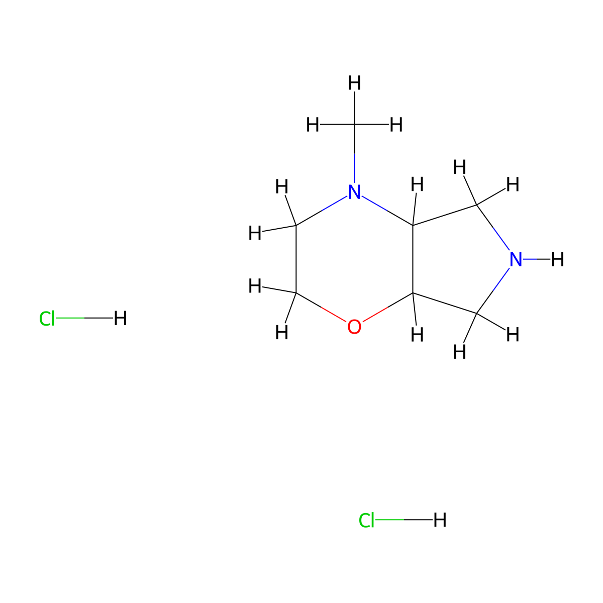 4-Methyloctahydropyrrolo[3,4-b][1,4]oxazine dihydrochloride molecular structure, CAS 128740-01-2