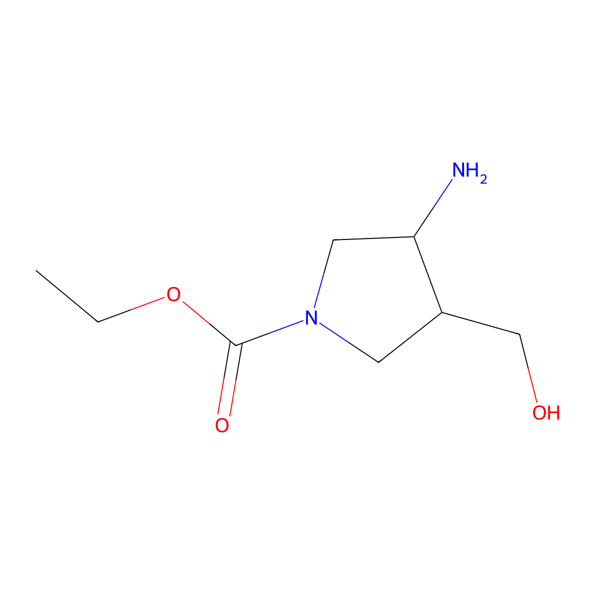 Ethyl 3-amino-4-(hydroxymethyl)pyrrolidine-1-carboxylate molecular structure, CAS 128740-40-9