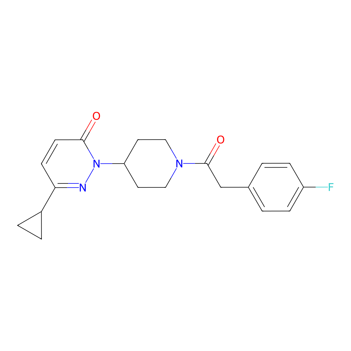 6-Cyclopropyl-2-{1-[2-(4-fluorophenyl)acetyl]piperidin-4-yl}-2,3-dihydropyridazin-3-one molecular structure, CAS 1287436-18-3