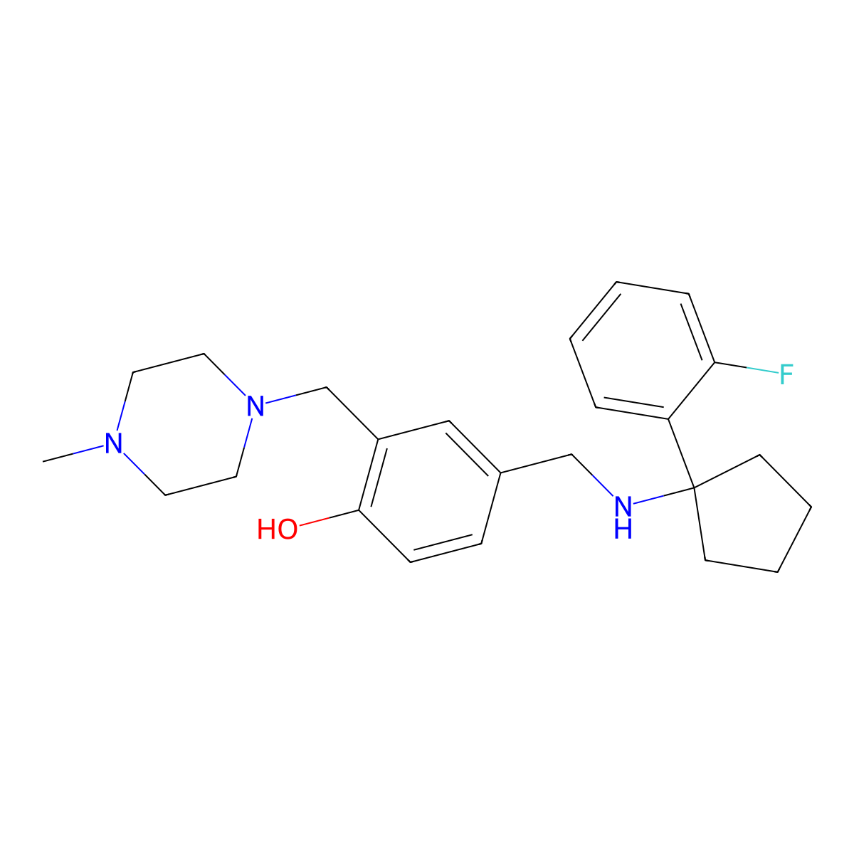 4-({[1-(2-Fluorophenyl)cyclopentyl]amino}methyl)-2-[(4-methylpiperazin-1-YL)methyl]phenol molecular structure, CAS 1287451-26-6