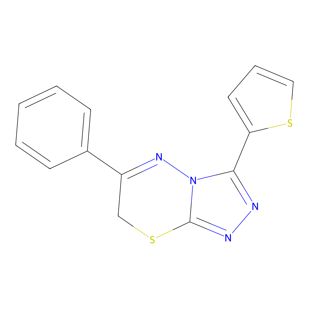 6-phenyl-3-(2-thienyl)-7H-[1,2,4]triazolo[3,4-b][1,3,4]thiadiazine molecular structure, CAS 128746-68-9