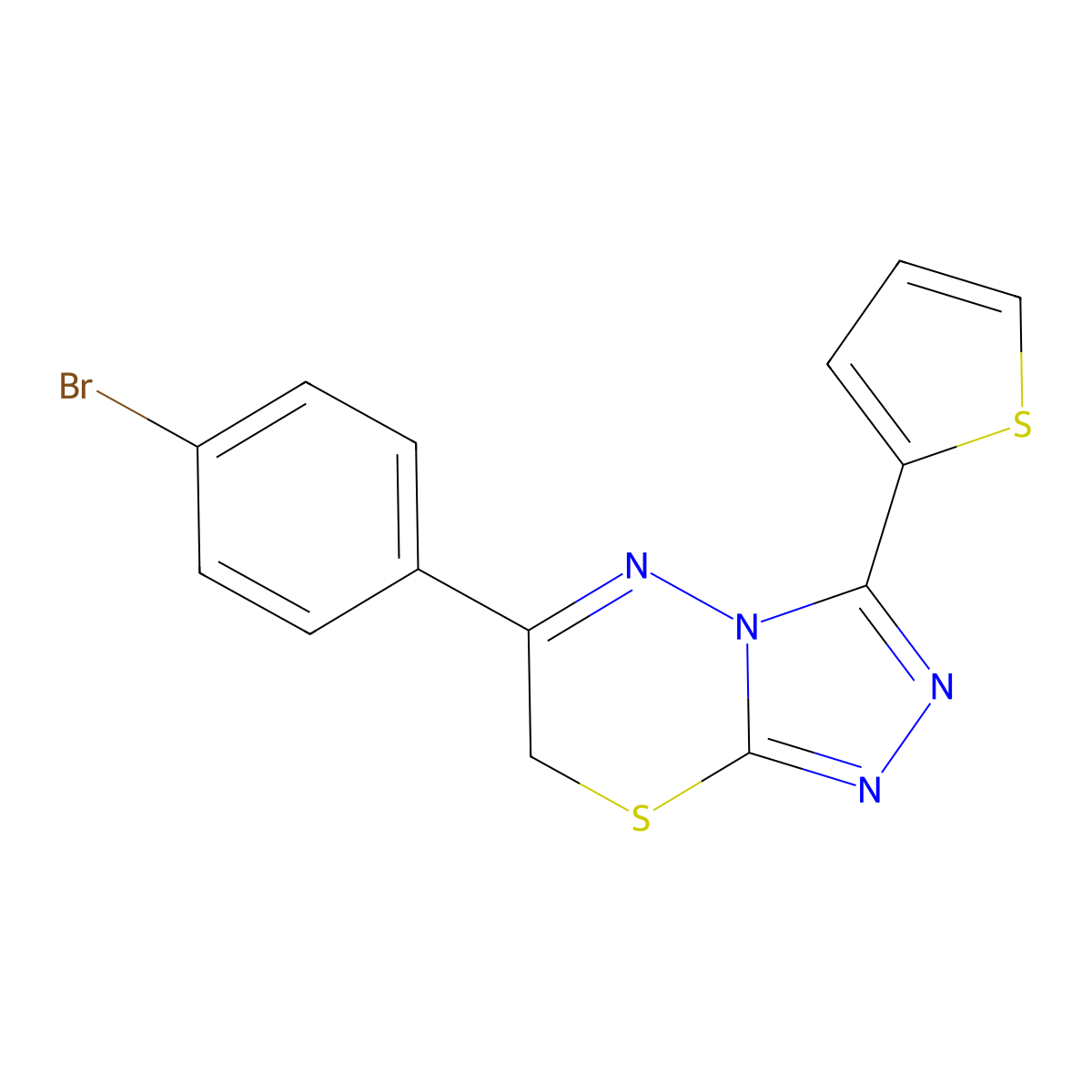 6-(4-bromophenyl)-3-(2-thienyl)-7H-[1,2,4]triazolo[3,4-b][1,3,4]thiadiazine molecular structure, CAS 128746-75-8