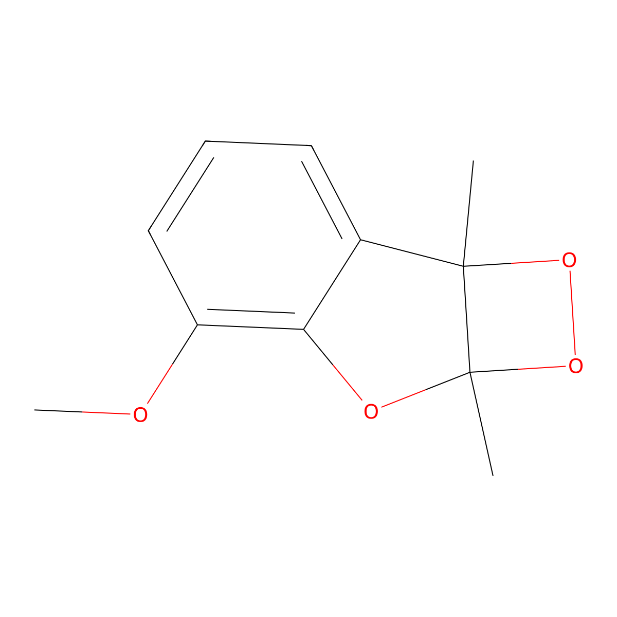 2a,7b-Dihydro-4-methoxy-2a,7b-dimethyl-1,2-dioxeto(3,4-b)benzofuran molecular structure, CAS 128753-88-8