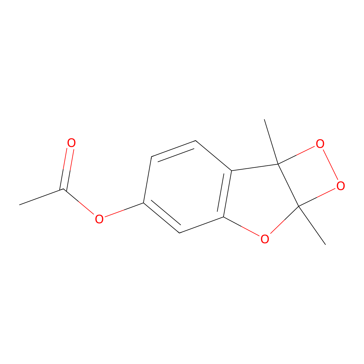 5-(Acetyloxy)-2a,7b-dihydro-2a,7b-dimethyl-1,2-dioxeto(3,4-b)benzofuran molecular structure, CAS 128753-90-2