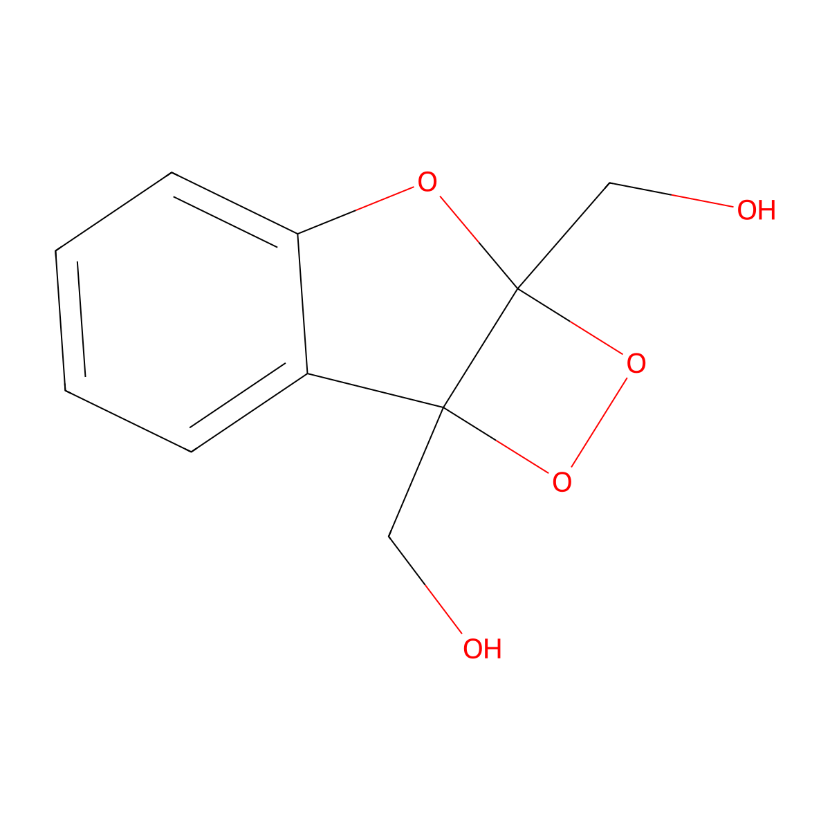 2a,7b-Dihydro-2a,7b-bis(hydroxymethyl)-1,2-dioxeto(3,4-b)benzofuran molecular structure, CAS 128753-94-6