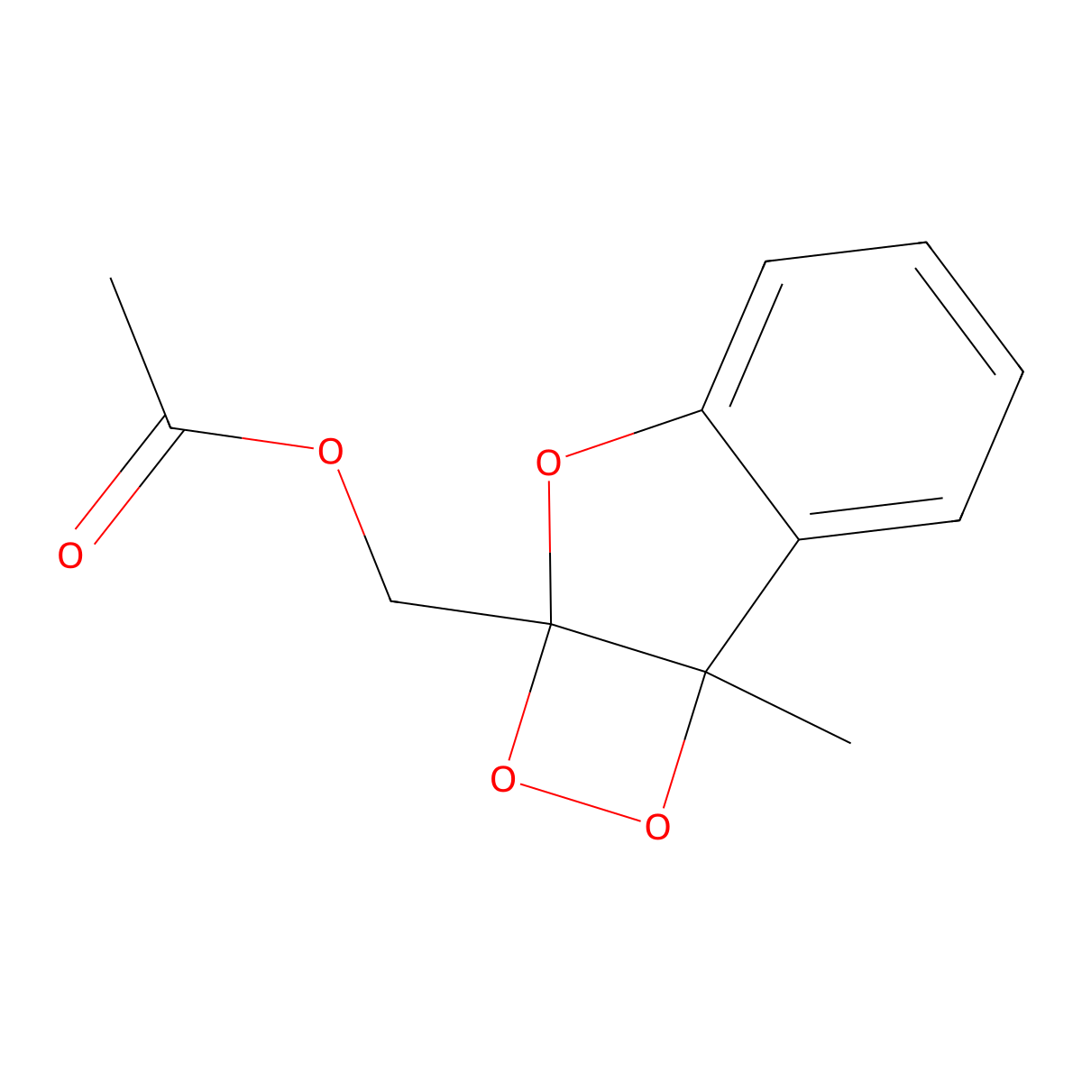 2a-(Acetyloxymethyl)-2a,7b-dihydro-7b-methyl-1,2-dioxeto(3,4-b)benzofuran molecular structure, CAS 128753-96-8