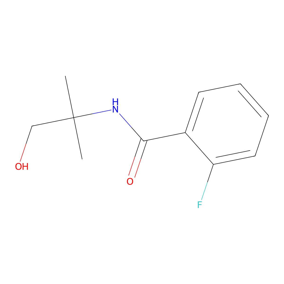 2-fluoro-N-(1-hydroxy-2-methylpropan-2-yl)benzamide molecular structure, CAS 128764-53-4
