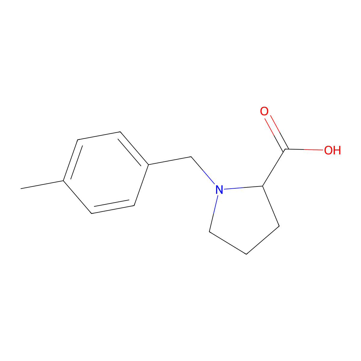 1-[(4-methylphenyl)methyl]pyrrolidine-2-carboxylic Acid molecular structure, CAS 128765-66-2