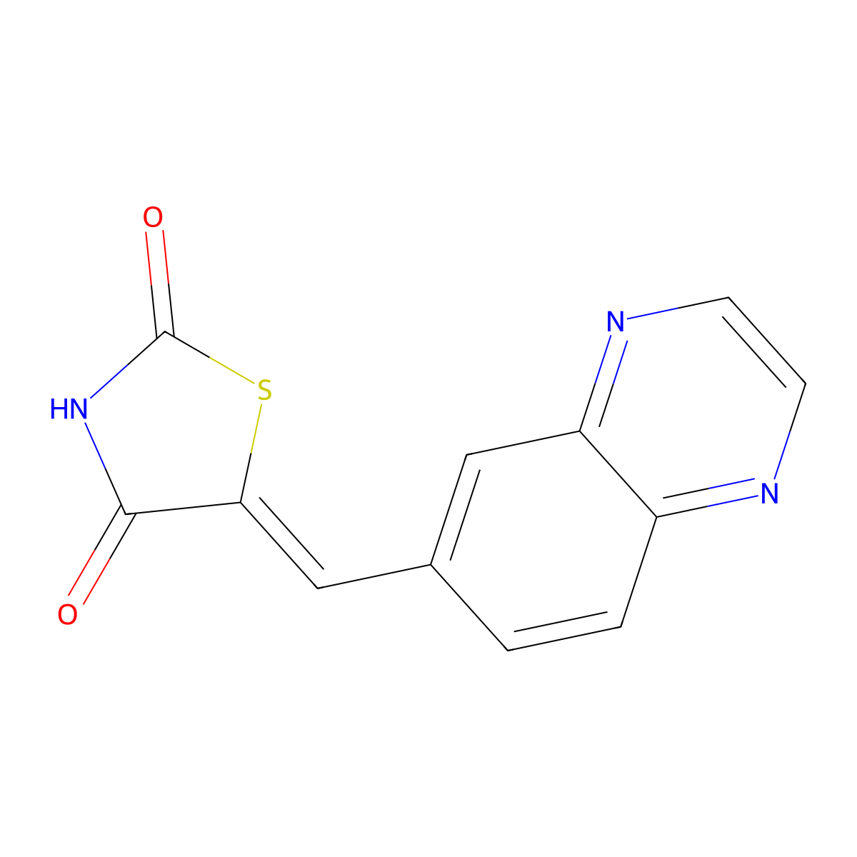 (5Z)-5-(quinoxalin-6-ylmethylidene)-1,3-thiazolidine-2,4-dione molecular structure, CAS 1287651-14-2