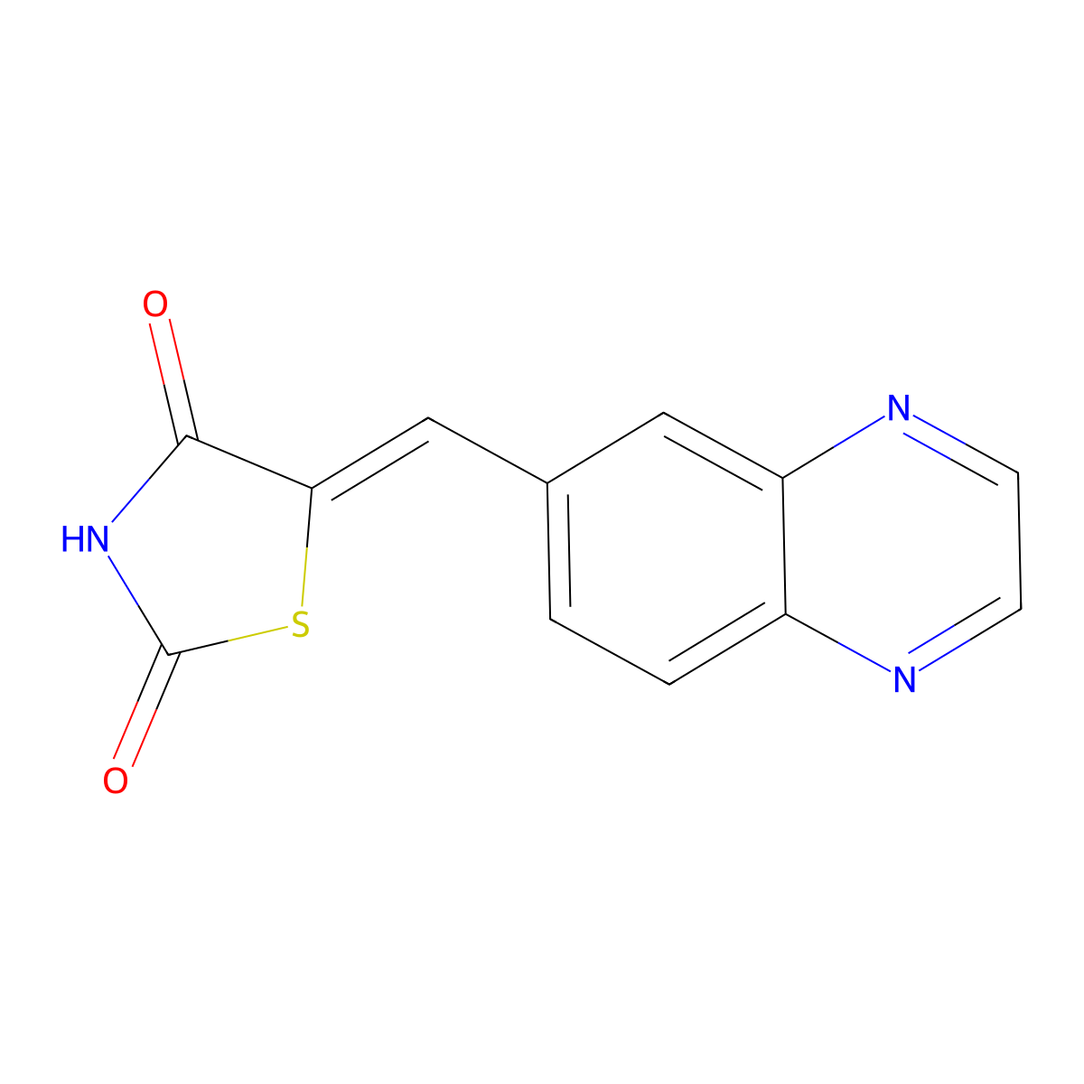 (5Z)-5-(quinoxalin-6-ylmethylidene)-1,3-thiazolidine-2,4-dione molecular structure, CAS 1287651-14-2