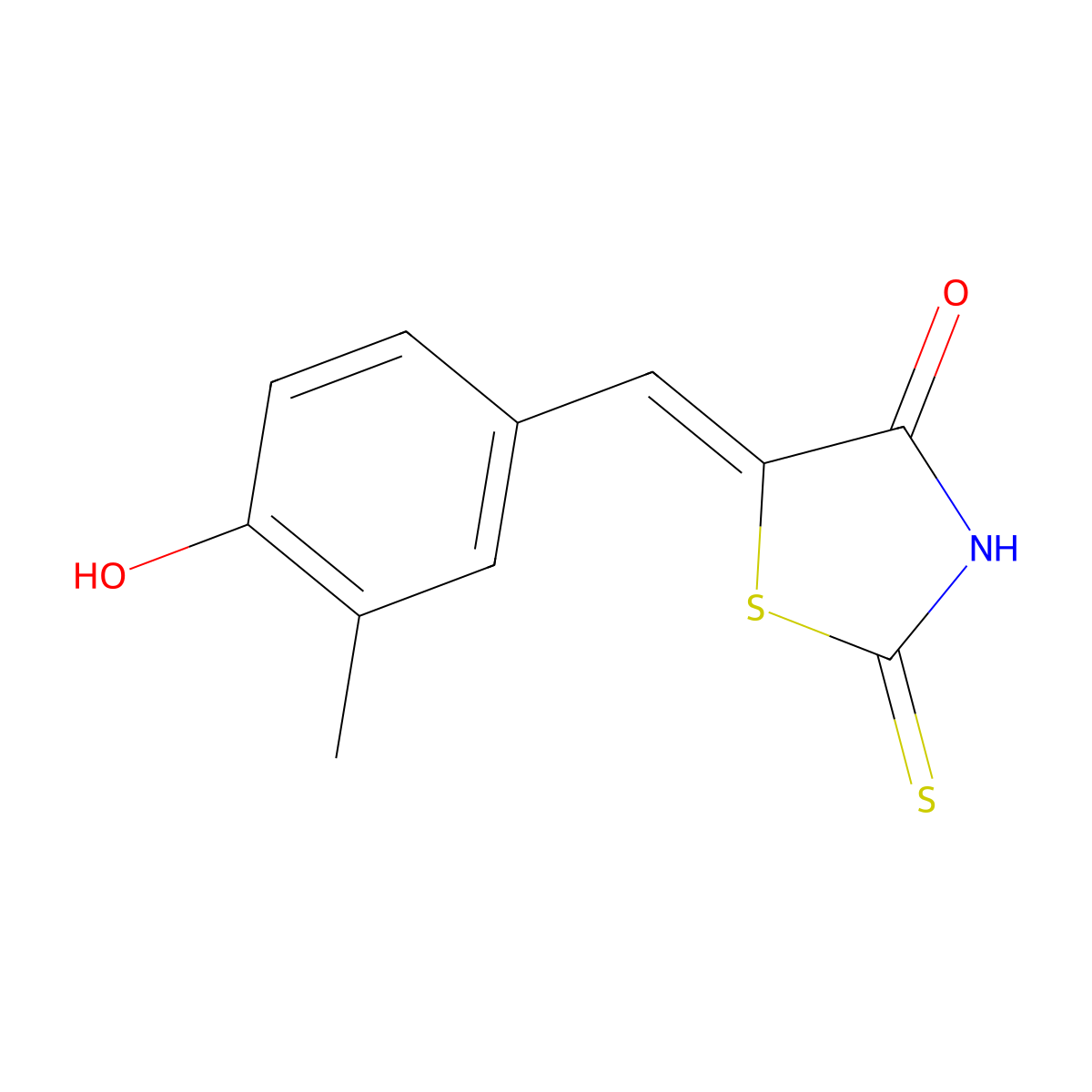 (Z)-5-(4-Hydroxy-3-methylbenzylidene)-2-thioxothiazolidin-4-one molecular structure, CAS 1287651-36-8