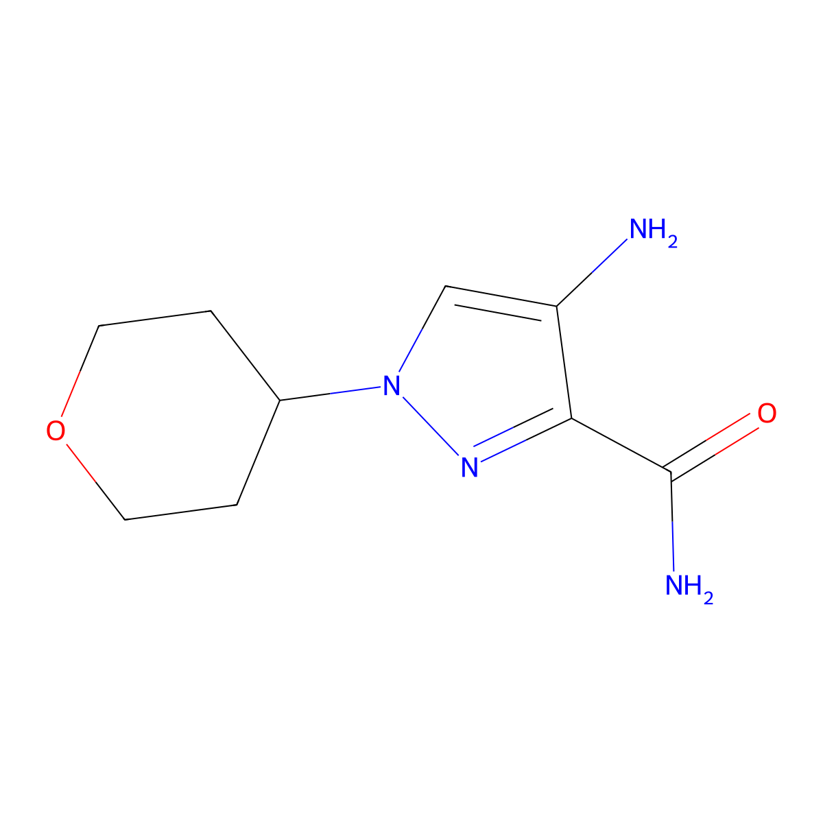 4-Amino-1-(oxan-4-yl)-1h-pyrazole-3-carboxamide molecular structure, CAS 1287669-97-9