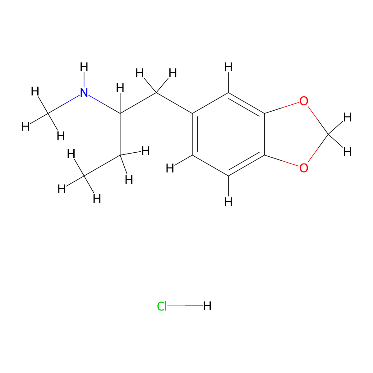 1-(2H-1,3-Benzodioxol-5-yl)-N-methylbutan-2-amine--hydrogen chloride (1/1) molecular structure, CAS 128767-12-4