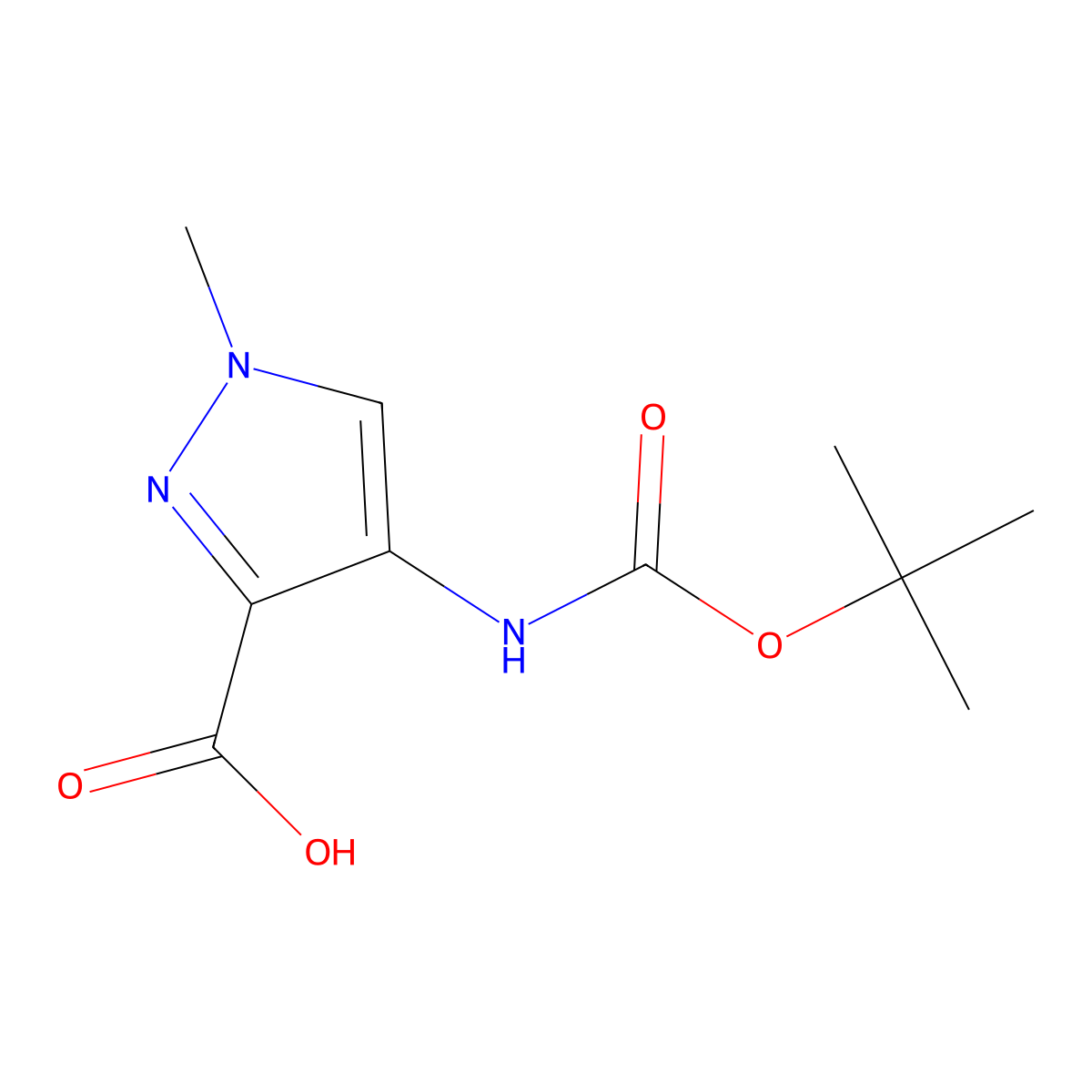 4-{[(tert-butoxy)carbonyl]amino}-1-methyl-1H-pyrazole-3-carboxylic acid molecular structure, CAS 1287670-05-6