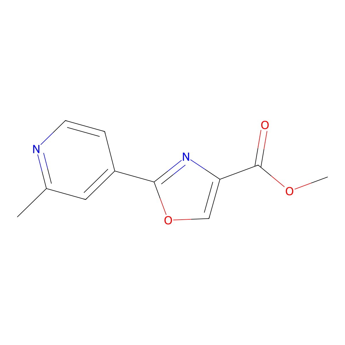 Methyl 2-(2-methylpyridin-4-yl)-1,3-oxazole-4-carboxylate molecular structure, CAS 1287670-22-7