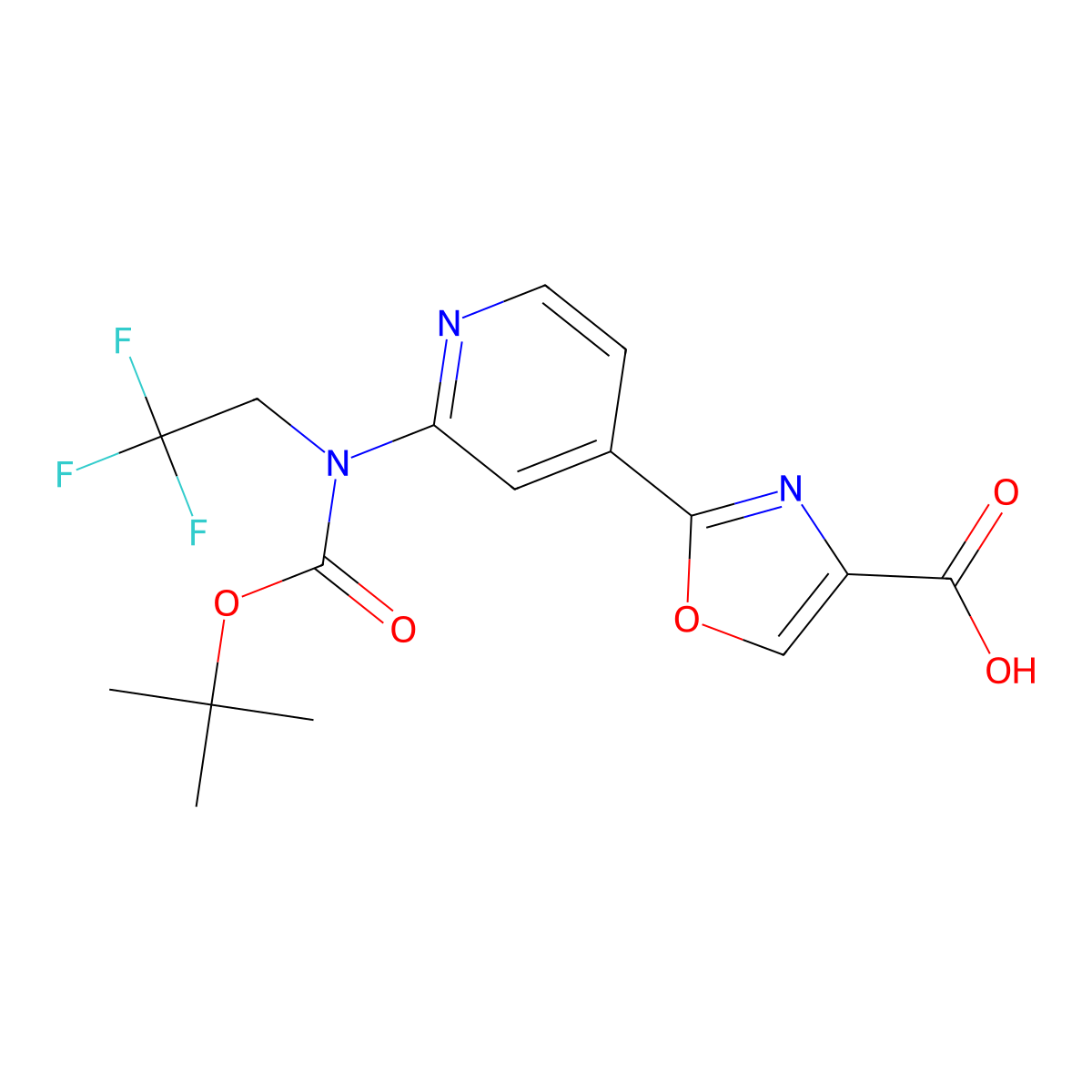2-(2-((Tert-butoxycarbonyl)(2,2,2-trifluoroethyl)amino)pyridin-4-yl)oxazole-4-carboxylic acid molecular structure, CAS 1287670-30-7
