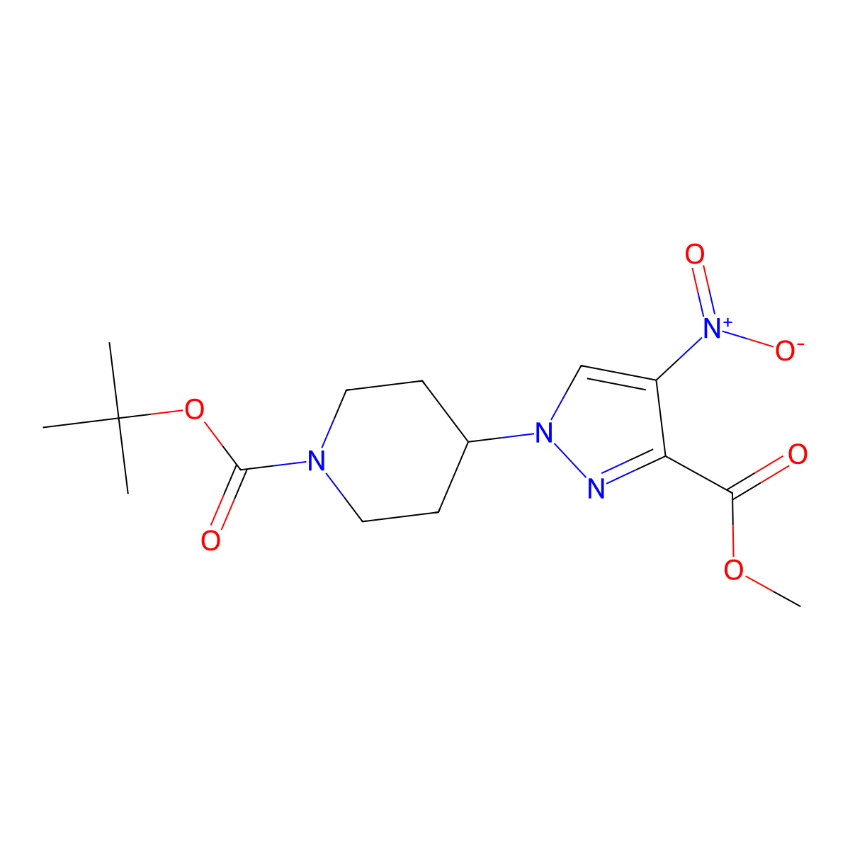 tert-Butyl 4-(3-(methoxycarbonyl)-4-nitro-1h-pyrazol-1-yl)piperidine-1-carboxylate molecular structure, CAS 1287670-36-3