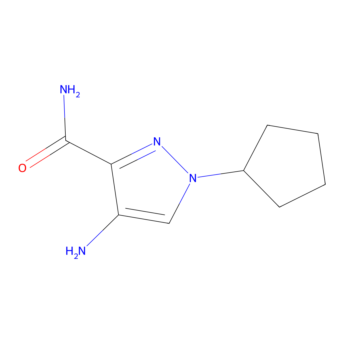 4-Amino-1-cyclopentyl-1H-pyrazole-3-carboxamide molecular structure, CAS 1287670-56-7