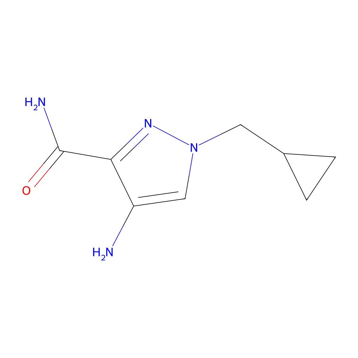 4-Amino-1-(cyclopropylmethyl)-1H-pyrazole-3-carboxamide molecular structure, CAS 1287670-74-9