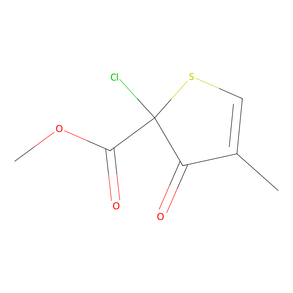 Methyl 2-chloro-4-methyl-3-oxo-2,3-dihydrothiophene-2-carboxylate molecular structure, CAS 128775-88-2