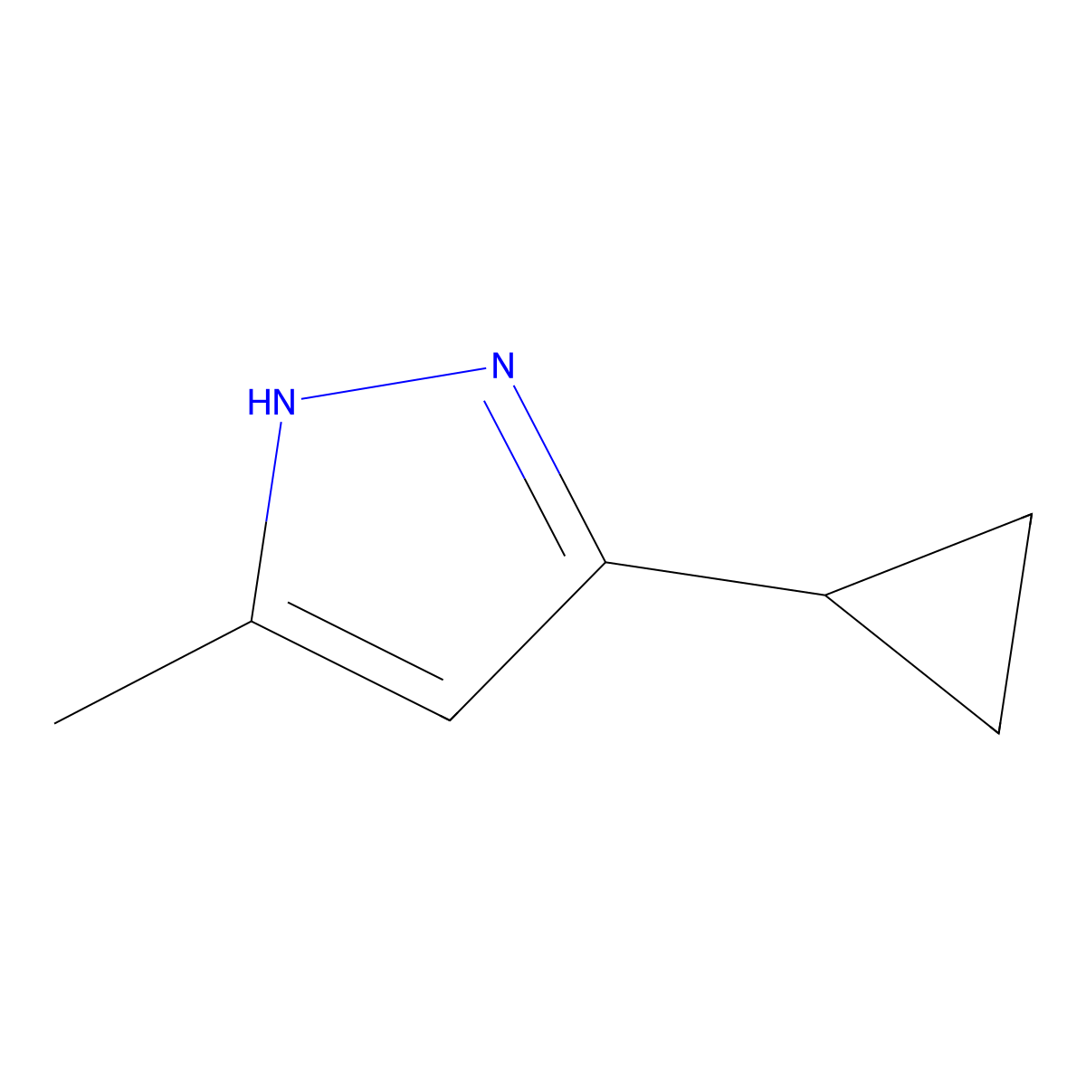 5-cyclopropyl-3-methyl-1H-pyrazole molecular structure, CAS 1287752-76-4