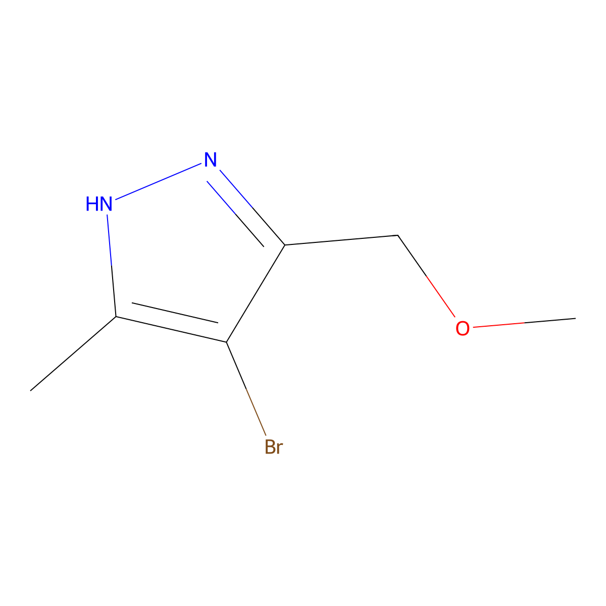 4-bromo-3-(methoxymethyl)-5-methyl-1H-pyrazole molecular structure, CAS 1287752-78-6