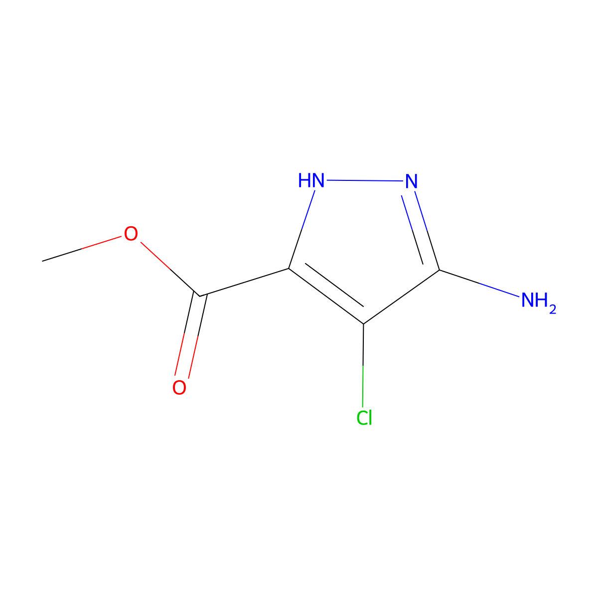 methyl 5-amino-4-chloro-1H-pyrazole-3-carboxylate molecular structure, CAS 1287752-81-1