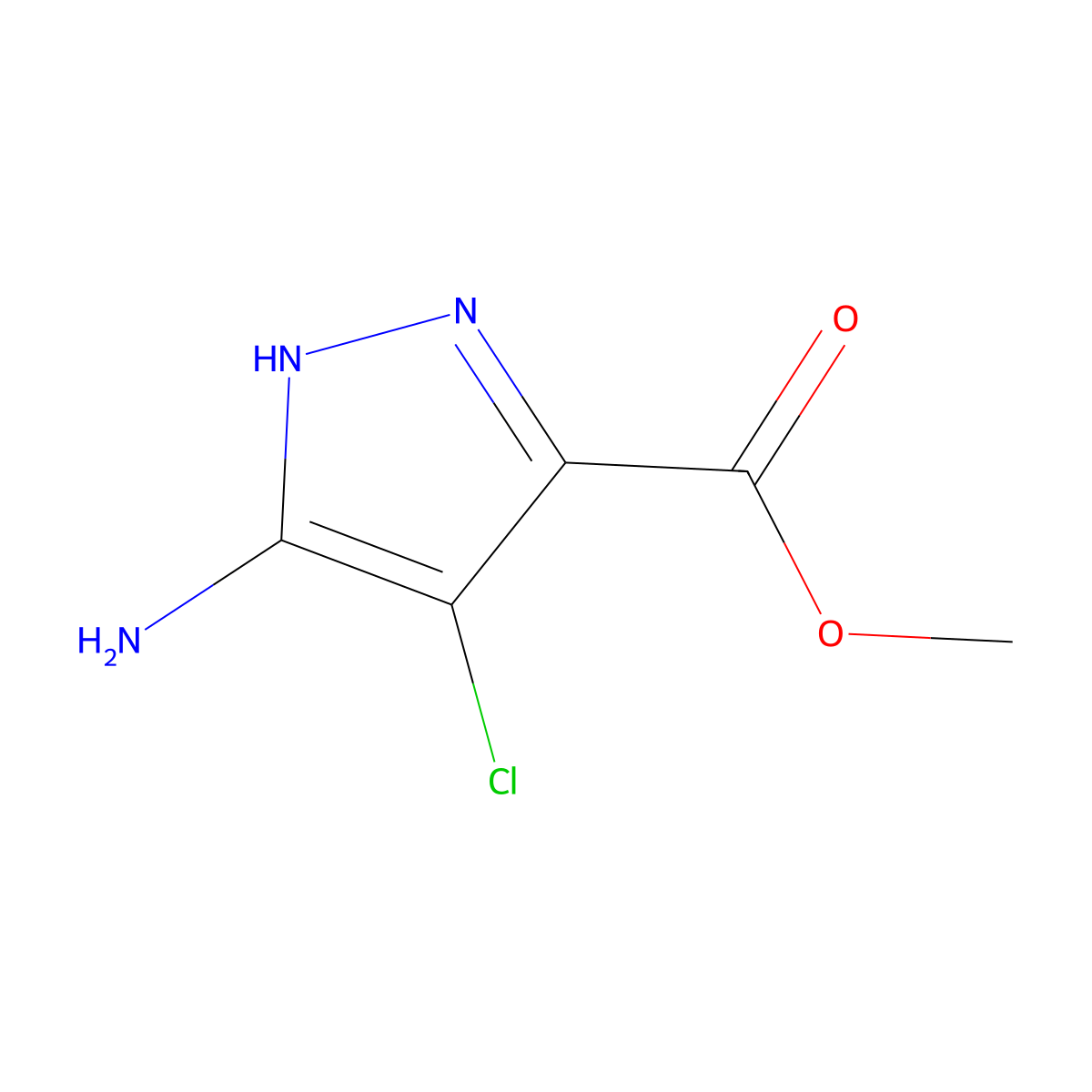 methyl 5-amino-4-chloro-1H-pyrazole-3-carboxylate molecular structure, CAS 1287752-81-1
