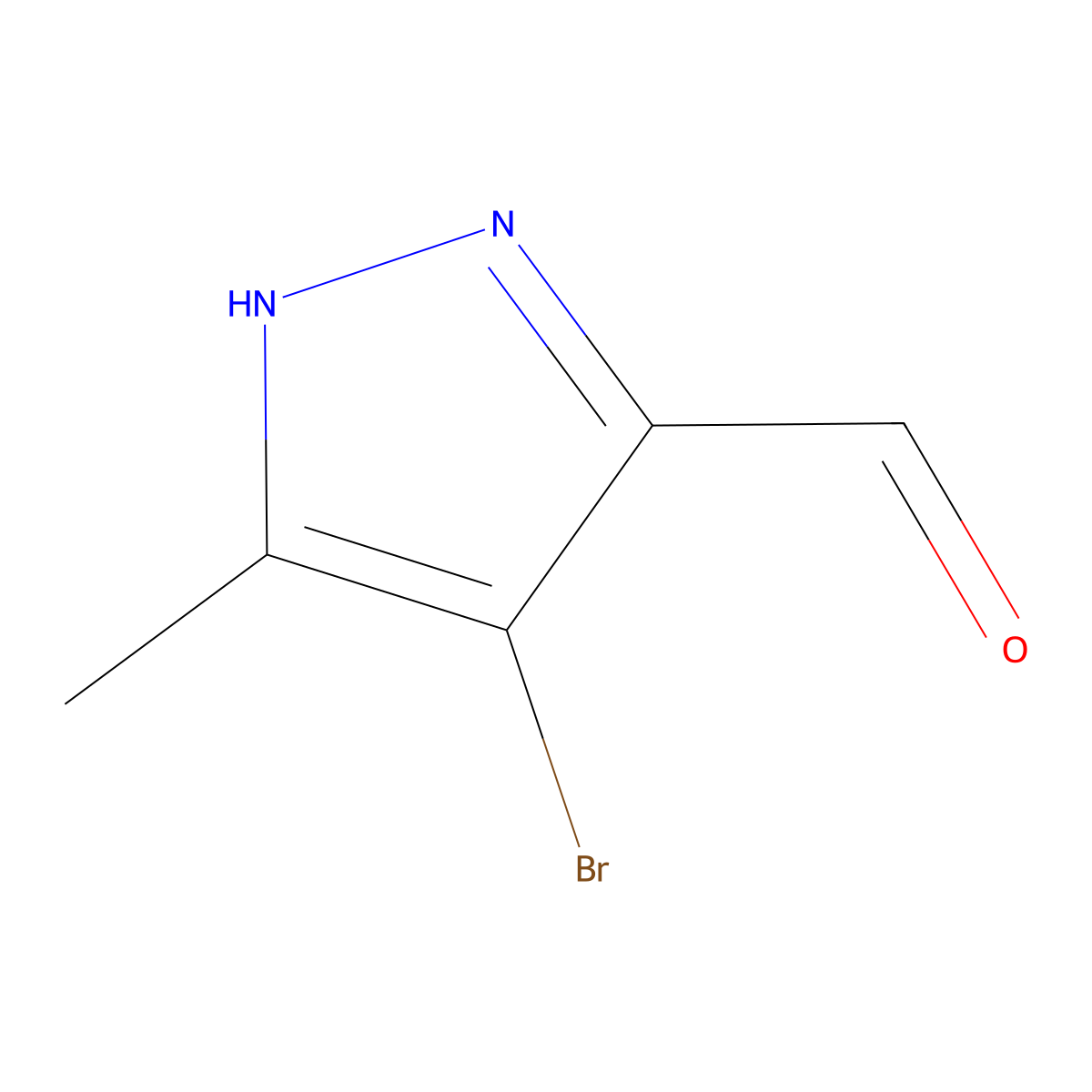 4-Bromo-3-methyl-1H-pyrazole-5-carbaldehyde molecular structure, CAS 1287752-82-2