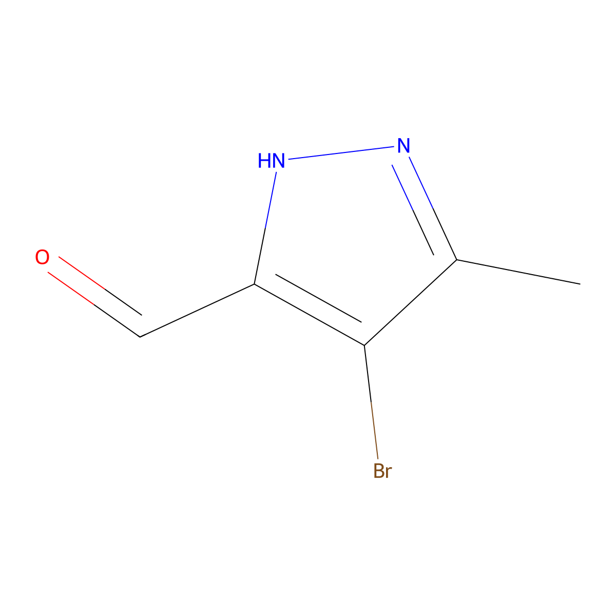 4-Bromo-3-methyl-1H-pyrazole-5-carbaldehyde molecular structure, CAS 1287752-82-2
